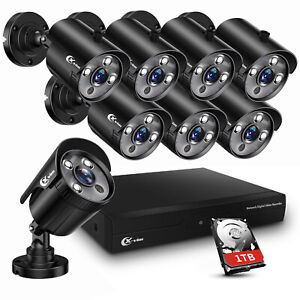 XVIM 1080P 8CH Security Cameras System Home Surveillance H.265 DVR CCTV IR Night