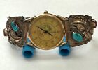Vintage American Indian Silver 12k gold electroplated watch Turquoise, coral