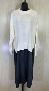Liz Claiborne Combo Sweater Dress, Women's Size XL, Cream/Gray NEW MSRP $74