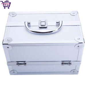 New ListingAluminum Lockable Handle Cosmetic Makeup Case Jewelry Box with Mirror,USA Stock