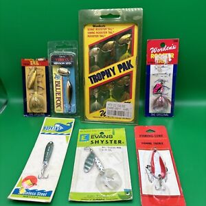 Lot Of 12 Total Spinner Baits, Worden's, Blue Fox, Evan’s, Hopkins Rooster Tails