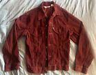 Vintage 70s Levis Corduroy Type 3 Trucker Jacket 34 Small Maroon Red Made in USA