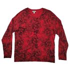 Croft & Barrow Red Paisley Tight Knit Pima Cotton Cardigan Sweater Women Large