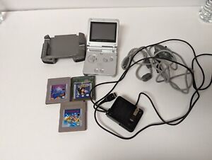 Nintendo Game Boy Advance SP Handheld System - Silver w Charger, Works tested!