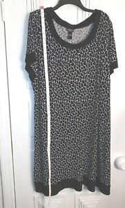 MSK Plus Size 4X Animal Print Short Sleeve Black White Summer Dress Pullover