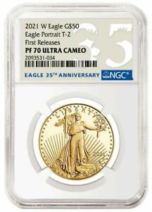 2021 1 oz W Proof Gold NGC PF70 American Eagle Ounce $50 21EBN Type 2 T2