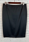 ESCADA black wool elastane satin trim pencil straight classic skirt size 42 (12)