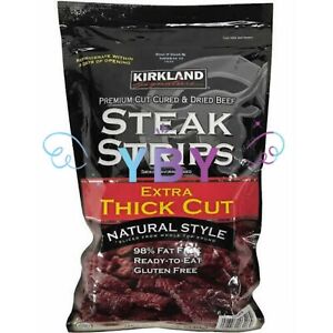 Kirkland Premium Cut Steak Strips Dried Beef Jerky Extra Thick Cut 12 oz