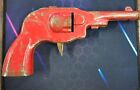 VTG Pressed Steel Toy Cap Gun Friction Red Metal Sparks Antique Collectible