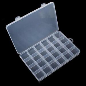24 Grids Clear Plastic Organizer Box Storage Jewelry Box w/ Adjustable Dividers