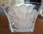 Barolac Bowl Vase 24% lead crystal Frosted Tulips Art Glass Bohemian Czech vint