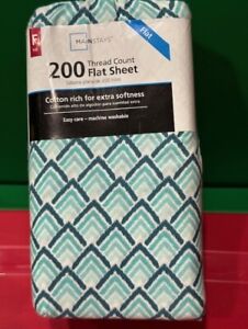 Mainstays Full Size Flat Sheet Teal Scallop New Flannel