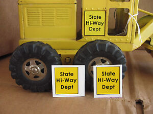 Decals for State Hi-Way Dept, Tonka Toy Grader, Crane, Truck, Hi way toy etc.,