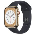 Apple Watch Series 8 45mm (Cellular) Gold Stainless Steel Black Band - Very Good