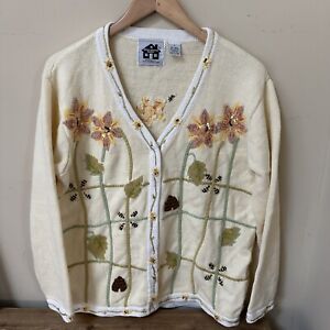 Storybook Knits Bubble Bee Hives Sweater Cardigan Wearable Art Soft Yellow