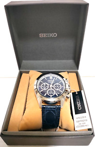 SEIKO Sprit SBTR019 Chronograph Quartz Blue Silver Men's Watch Leather Japan