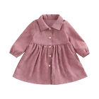 Kids Toddler Girl Shirt Dress Casual Button Lapel Long Sleeves Dress