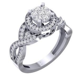 Twisted Solitaire Engagement Band Round Cut Diamond SI1 G 0.60 Carat 14K Gold