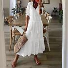 Women Ladies Boho  Lace Maxi Dress Summer Casual Holiday Beach Long Sundress US