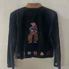 Scully Vintage Black Cowboy Embroidered Jacket Size Small