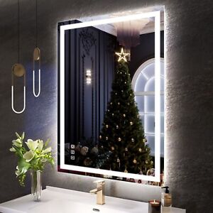 28x36in LED Lighted Bath/Livingroom Mirror Bluetooth Plug in Wall Vanity Mirror