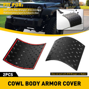 2x Cowl Body Armor Cover Accessories Parts for 2007-2018 Jeep Wrangler JK Black (For: Jeep)