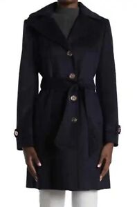 MICHAEL Michael Kors Missy Belted Wool Blend Trench Coat