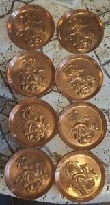 8 Copper Molds/Coasters Vintage