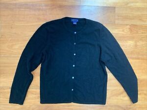 Charter Club black 100% 2-ply cashmere long sleeve crew neck cardigan sweater L