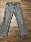 Vintage Carhartt Gray Dungaree Double Knee Distressed And Faded 33x32