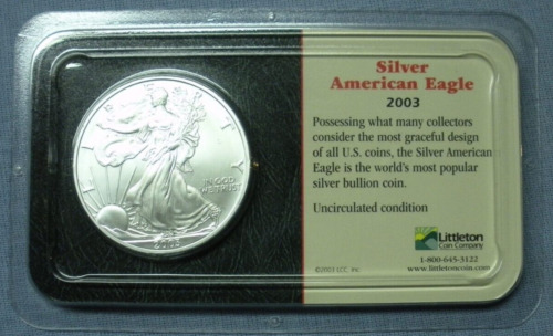 2003 American Silver Eagle ASE Liberty Dollar 1 Oz Coin Littleton Uncirculated