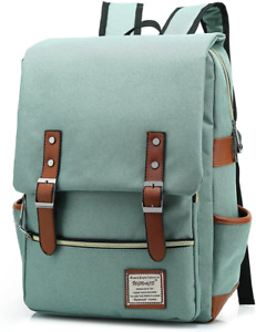Girl Women Men Canvas Leather Travel Backpack Rucksack Laptop Bookbag School Bag