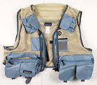 Patagonia Fly Fishing Mesh Master Vest Womens Size XL Blue Beige Hunting Vintage