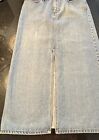Gap Light Wash Long Jean Skirt With Front Slit Women’s Size 8 Distressed