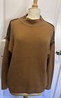 Magaschoni  100% Cashmere Mock Turtleneck Sweater In Deep Saddle with Size XL