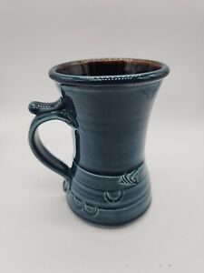 Studio Art Pottery Mug Signed/Stamped Blue & Brown ~ Lovely Design