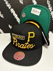 NWT Mitchell & Ness Pittsburgh Pirates SCRIPT LOGO Black Yellow Snapback Hat