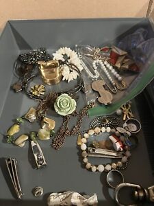Vintage Junk Drawer Lot Assorted Unique Finds And Costume Jewelry