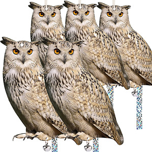 5 Pack Owl to Keep Birds Away Decoy Scare Fake Owl Reflective Hanging Repellent