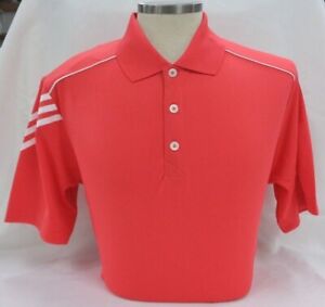 NEW ADIDAS ARM STRIPE SOLID S/S POLO GOLF SHIRT, BRIGHT CORAL, PICK SIZE, $85