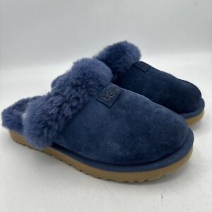 UGG Cozy Disquette Shearling Suede Slippers Slide Navy Blue Women’s Size 7