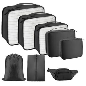 8pcs/set Travel Packing Cubes Luggage Organiser Waterproof Suitcase Storage Bag