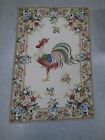 2' x 3' French Country Handmade Wool Aubusson Rooster Needlepoint Area Rug