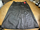 NWT Spanx Faux Leather Pull-On Black Midi Slit Skirt 20321R Women's Size XL $148