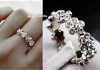 White Gold Filled Women Diamontic Flower Ring Made With Swarovski Crystal R205