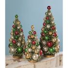 BETHANY LOWE TRADITIONAL BOTTLE BRUSH TREES RED GREEN VINTAGE CHRISTMAS SET OF 3