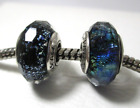 2 Fascinating Tropical Colored Faceted Authentic Pandora Murano Glass Charm Blue
