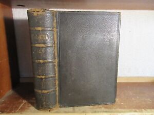 Antique HOLY BIBLE Leather Book 1854 OLD NEW TESTAMENTS JESUS PRAYER CHRISTIAN +