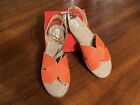 Crown Vintage Parili Orange Sandals~Woven Raffia~Ankle Tie
