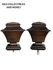 2x Wooden Drapery Curtain Rod Finials Fits 2” Rod - Screw On - Bronze Color